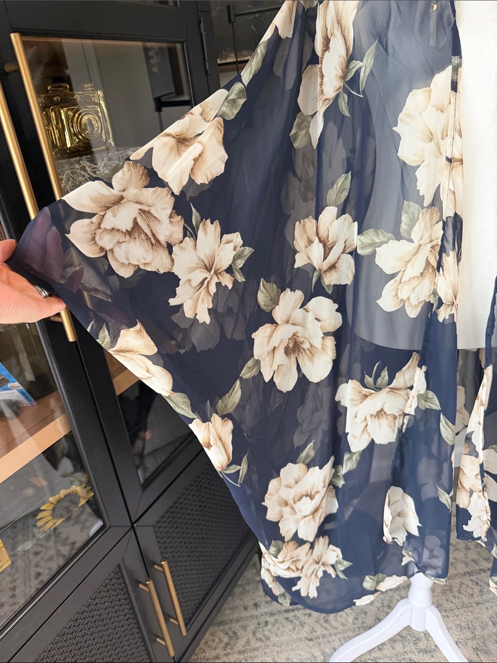 Pinkblush Navy Floral Sheer Kimono Robe - Picture 2 of 4